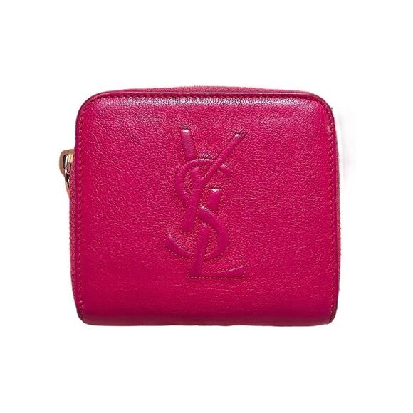 Authentic Yves Saint Laurent Calfskin Belle French Wallet In Fuchsia - Picture 1 of 15